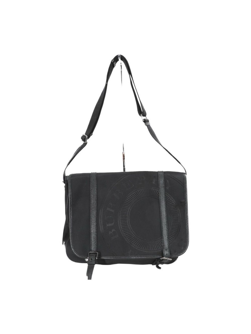 Burberry Messenger Bag Black Leather Trim 15”x14H”x5D” - Picture 2 of 13